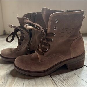 OTBT Off The Beaten Track Suede Lace-Up Combat Boots Size 7 Brown